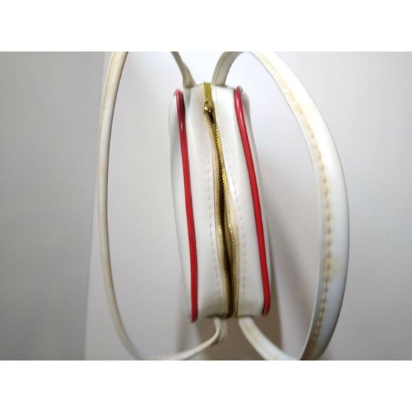 Childs Zebra Handbag Vinyl Strap Purse Bag Vintage NOS White Red Retro Fashion - Picture 6 of 10